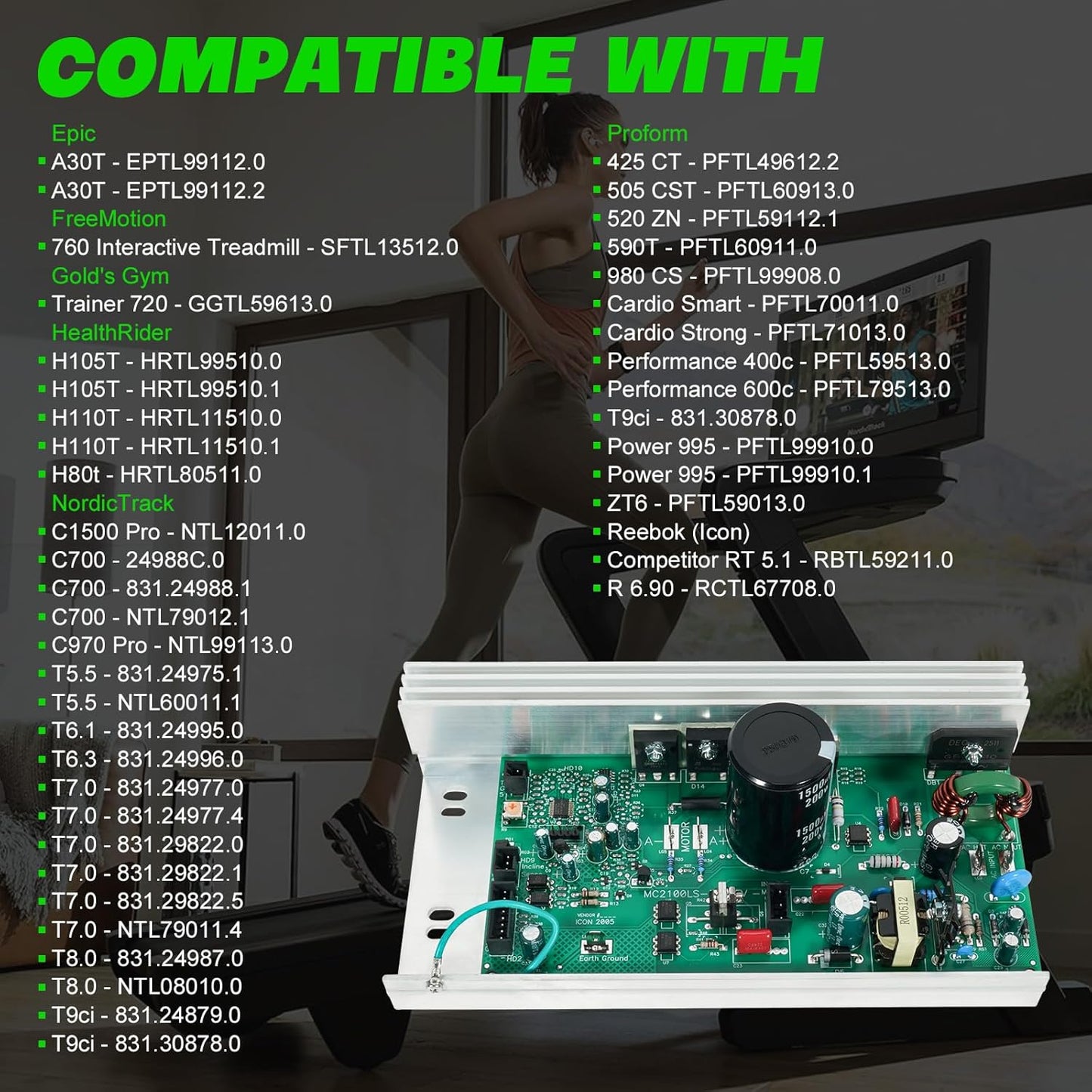 MC2100LTS-30 259522 Treadmill Motor Control Board, Treadmill Controller Motherboard Compatible with Epic, FreeMotion, Gold's Gym, Health Rider, ProForm, Reebok (Icon) Models