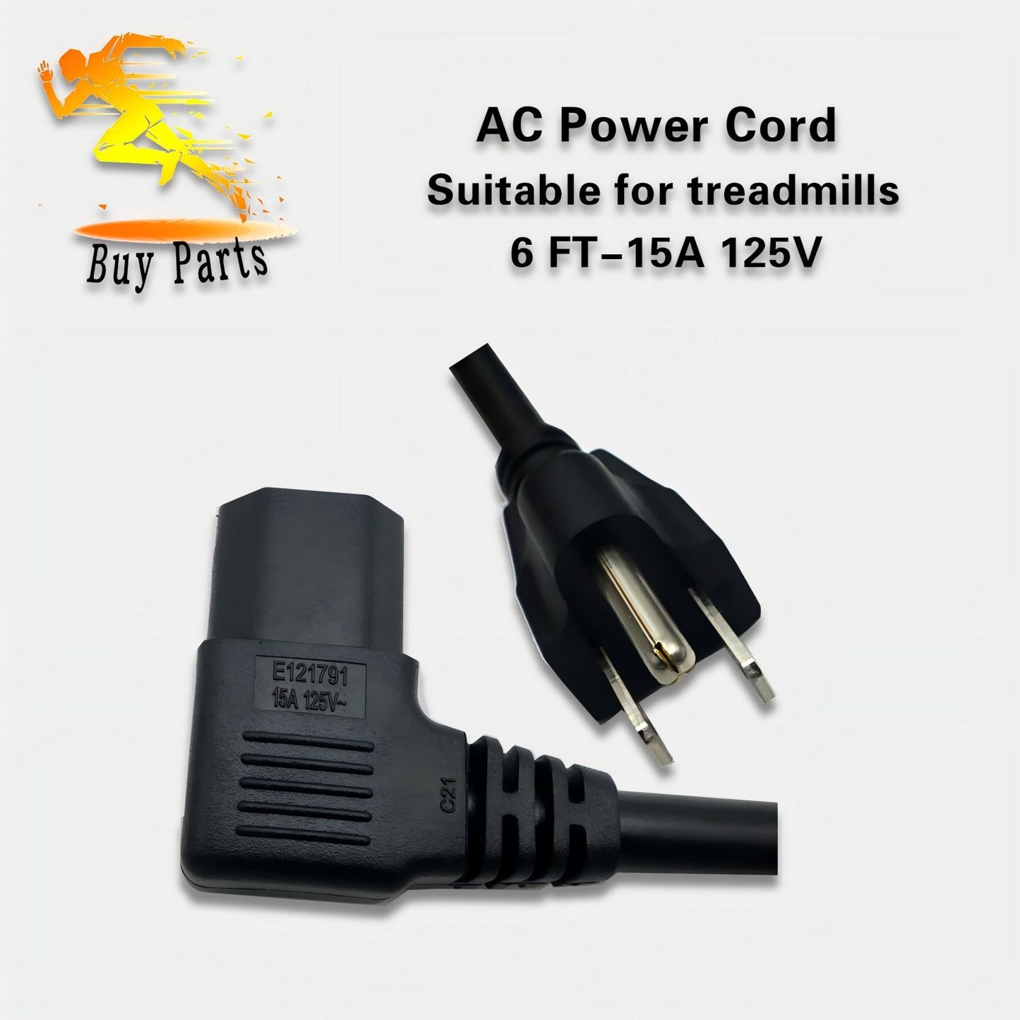 Treadmill AC Power Cord 6 FT-15A 125V