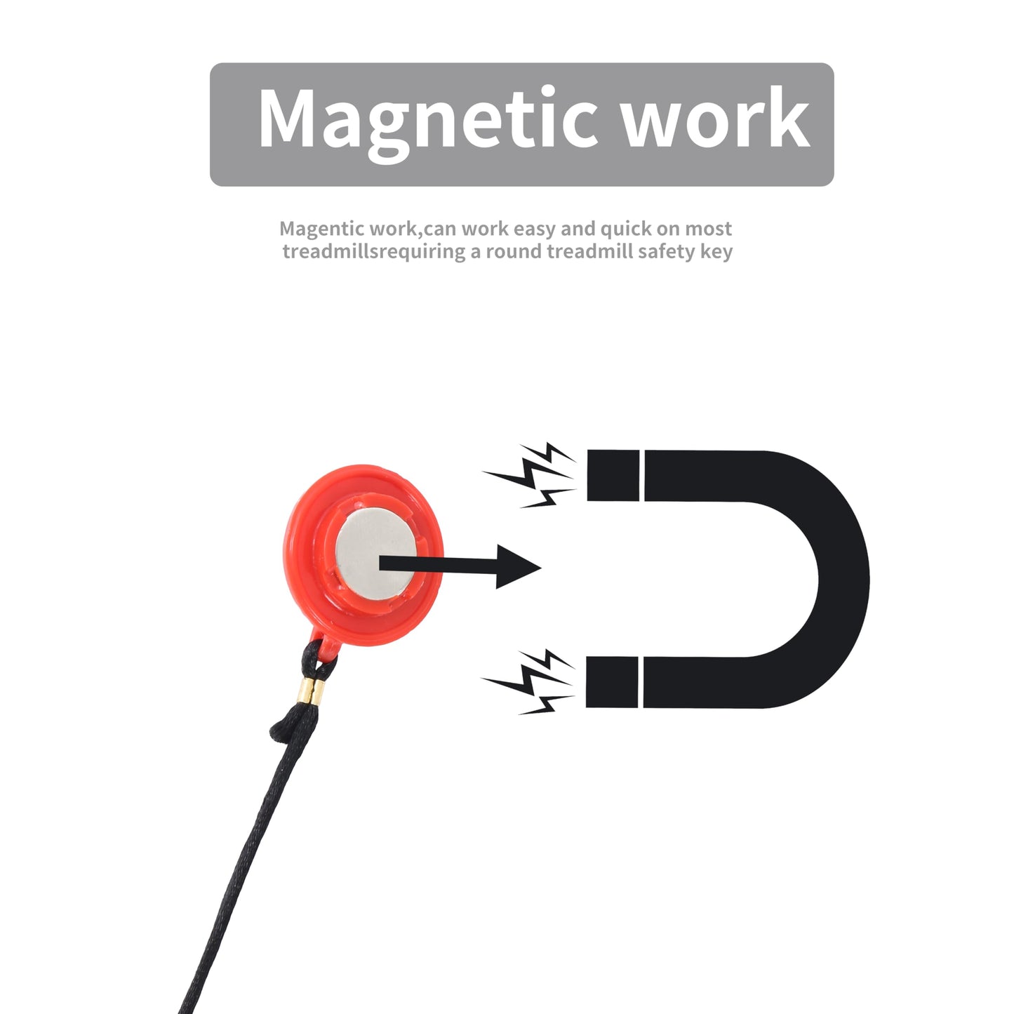 Generic The Safety Key of The Treadmill is Circular and Universal, with Strong Magnetic Force That Will not Fall Off, red