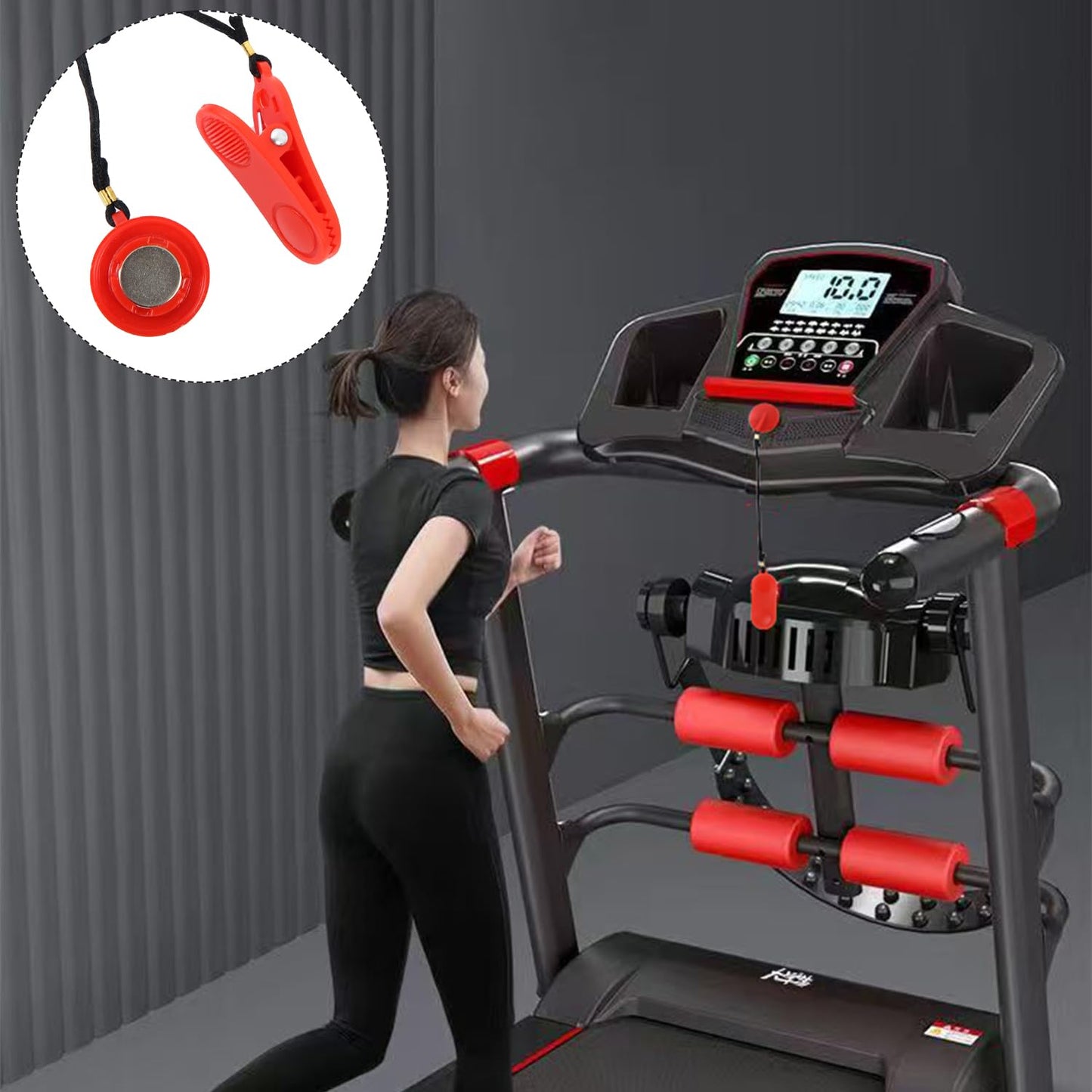 Generic The Safety Key of The Treadmill is Circular and Universal, with Strong Magnetic Force That Will not Fall Off, red